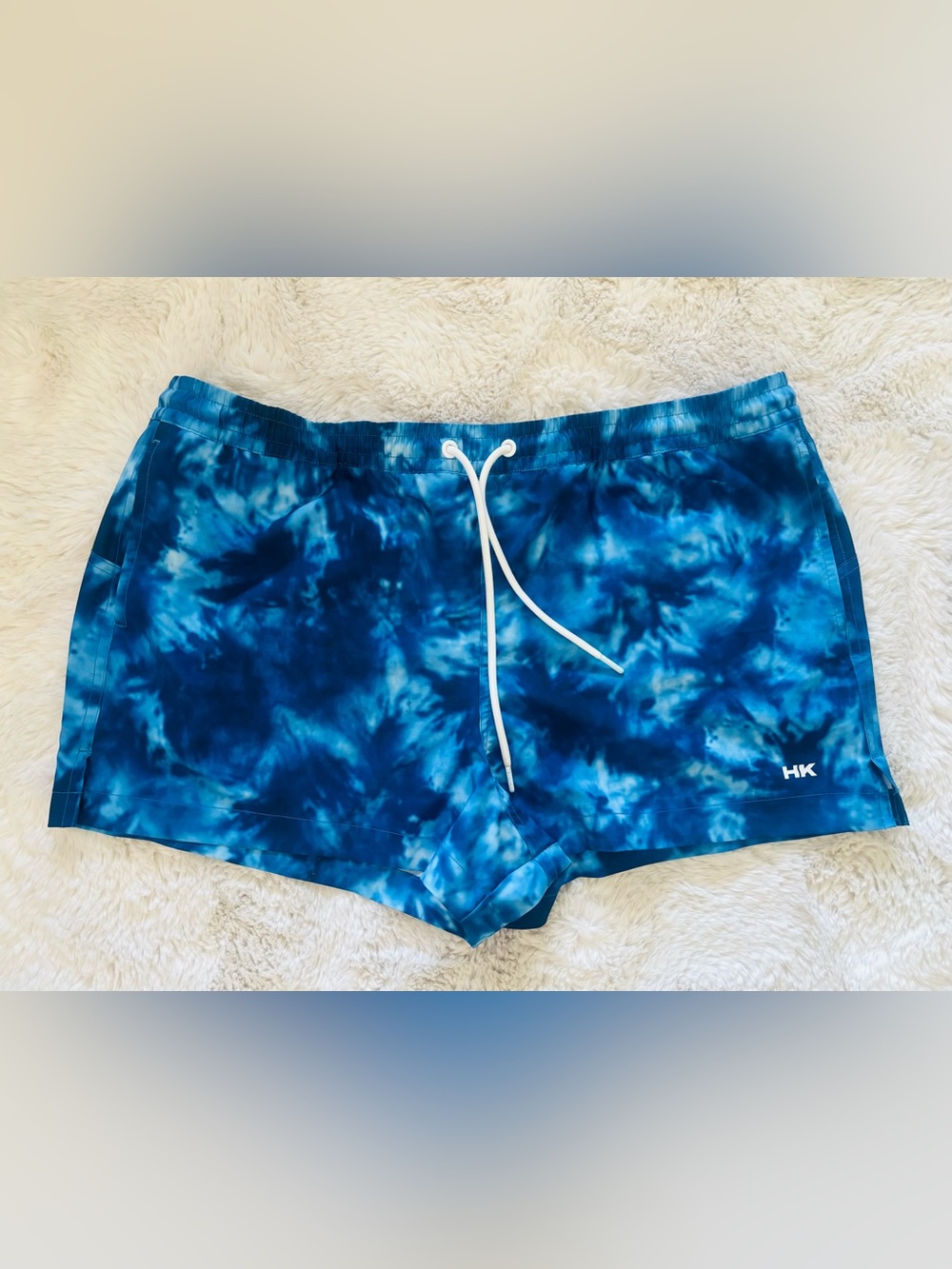 Humankind Blue & White Tie Dye Swim Trunk Shorts Size: XL